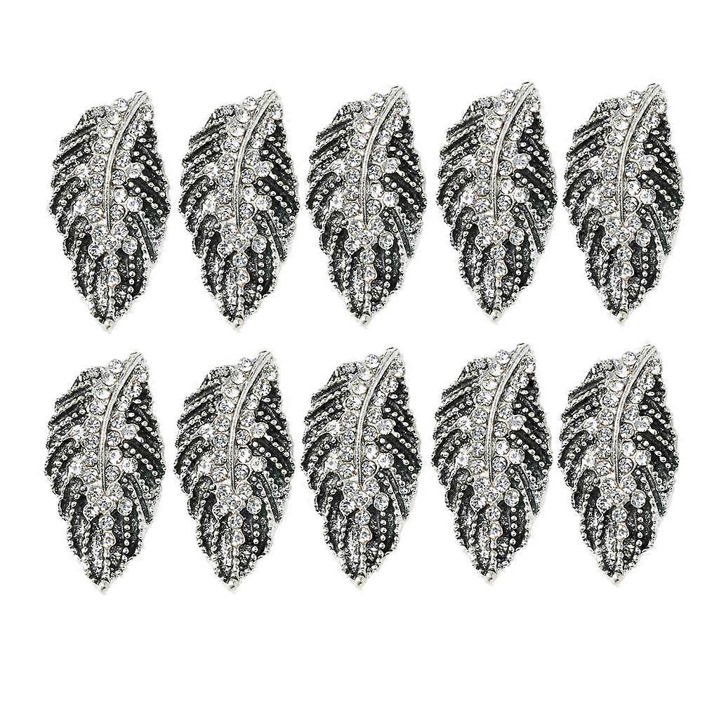 10pcs Flatback Crystal Rhinestones Leaf Wedding Decor Buttons Embellishments