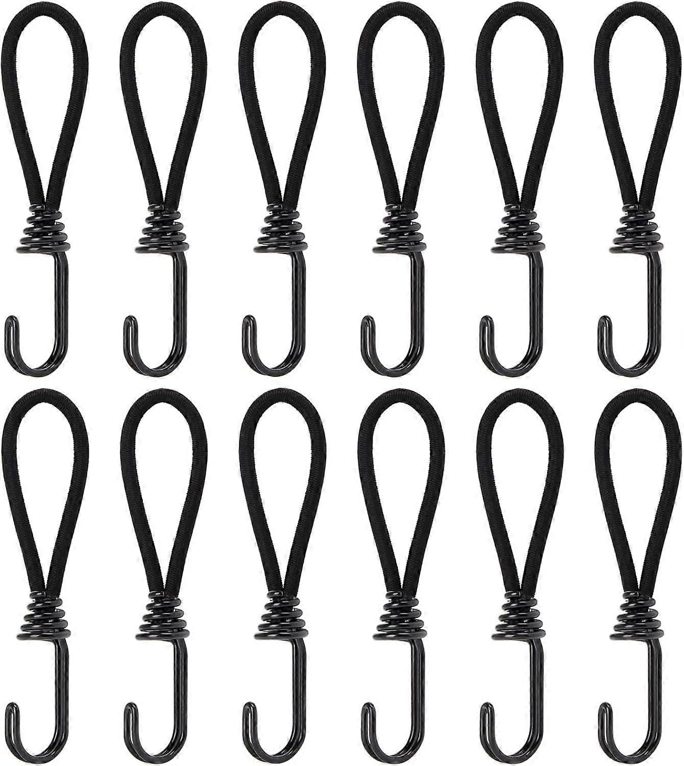 Bungee Cords with Hooks, 15cm Elastic Rubber Rope with Fasteners for Gazebo, Tarp, Camping, Tent, Curtains Extension Harness, 12Pcs
