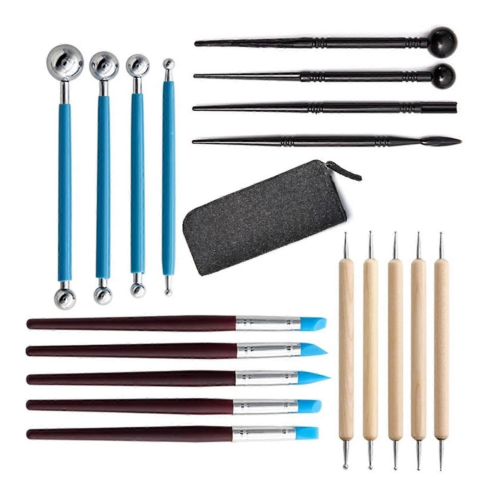 Ceramic Clay Tools Sculpting Kit Carving Pottery Polymer Shapers DIY Tool (19pcs Set A)