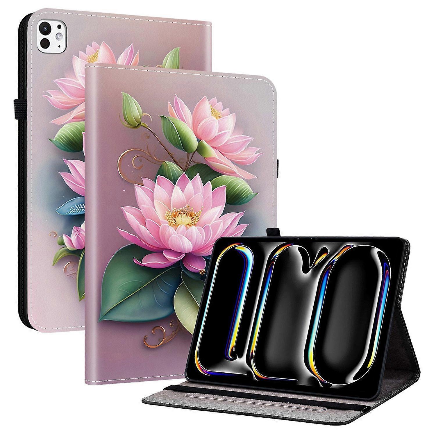 For iPad Pro 13 (2024) Leather Case Pattern Printed Stand Tablet Cover with Card Slots