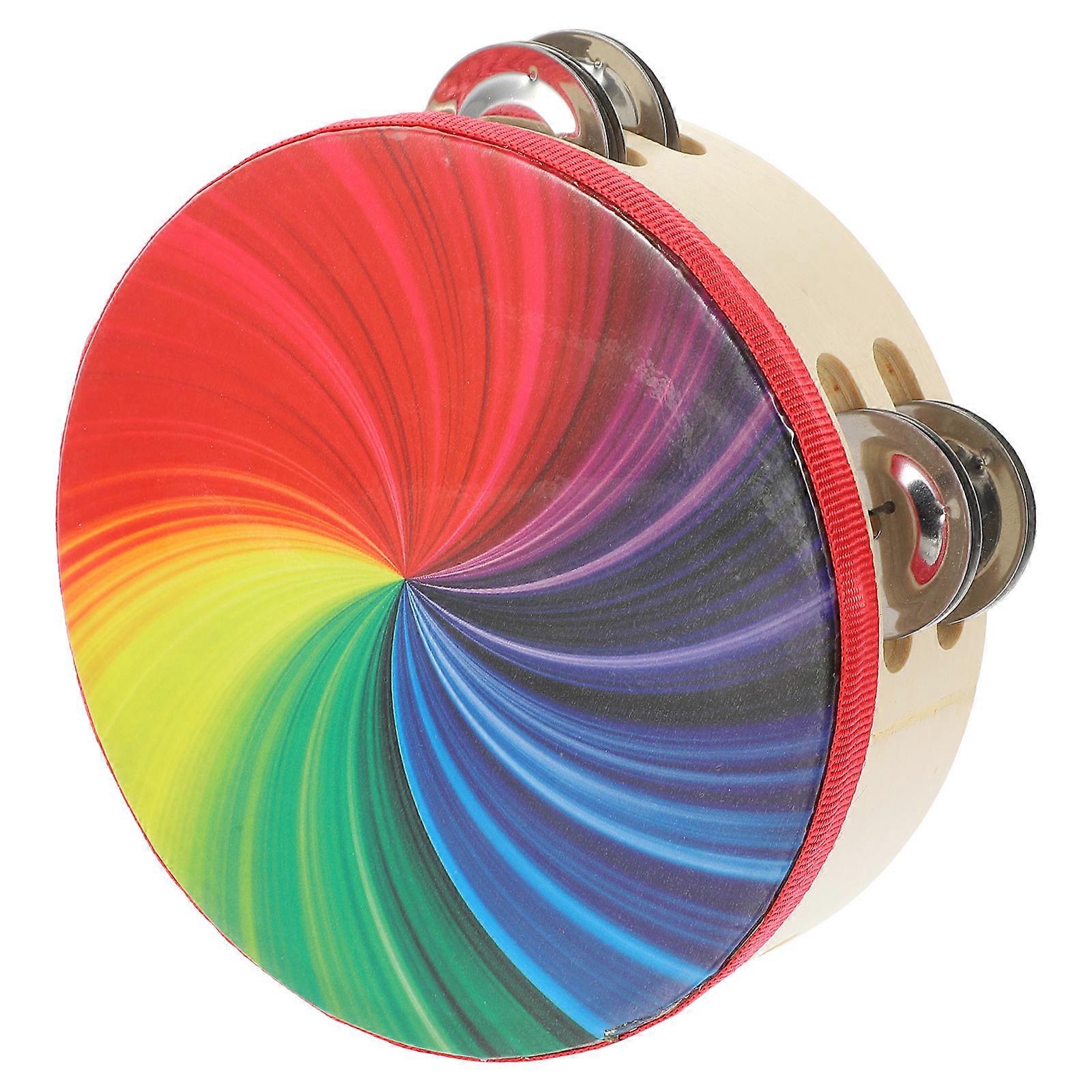 Rainbow Tambourine Handheld Percussion Instrument for Double Row Music, Ideal for KTV and Parties