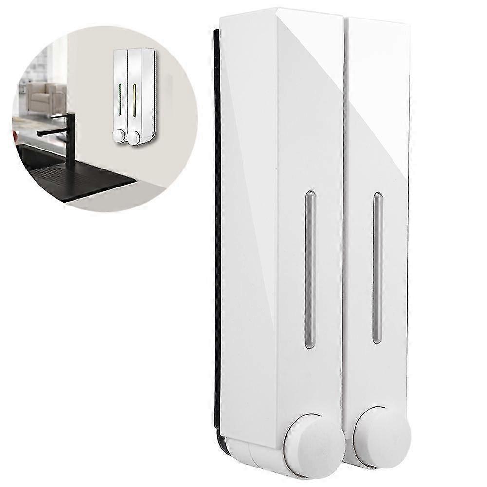 2/3-Chamber Wall Mounted Shower Pump Dispenser - Clear Push-Button - White