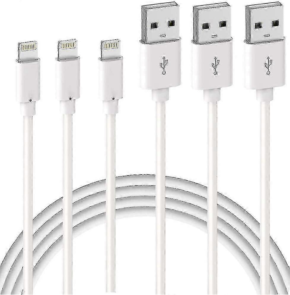 3-Pack MFi Certified 2m Lightning Cable for iPhone Charging