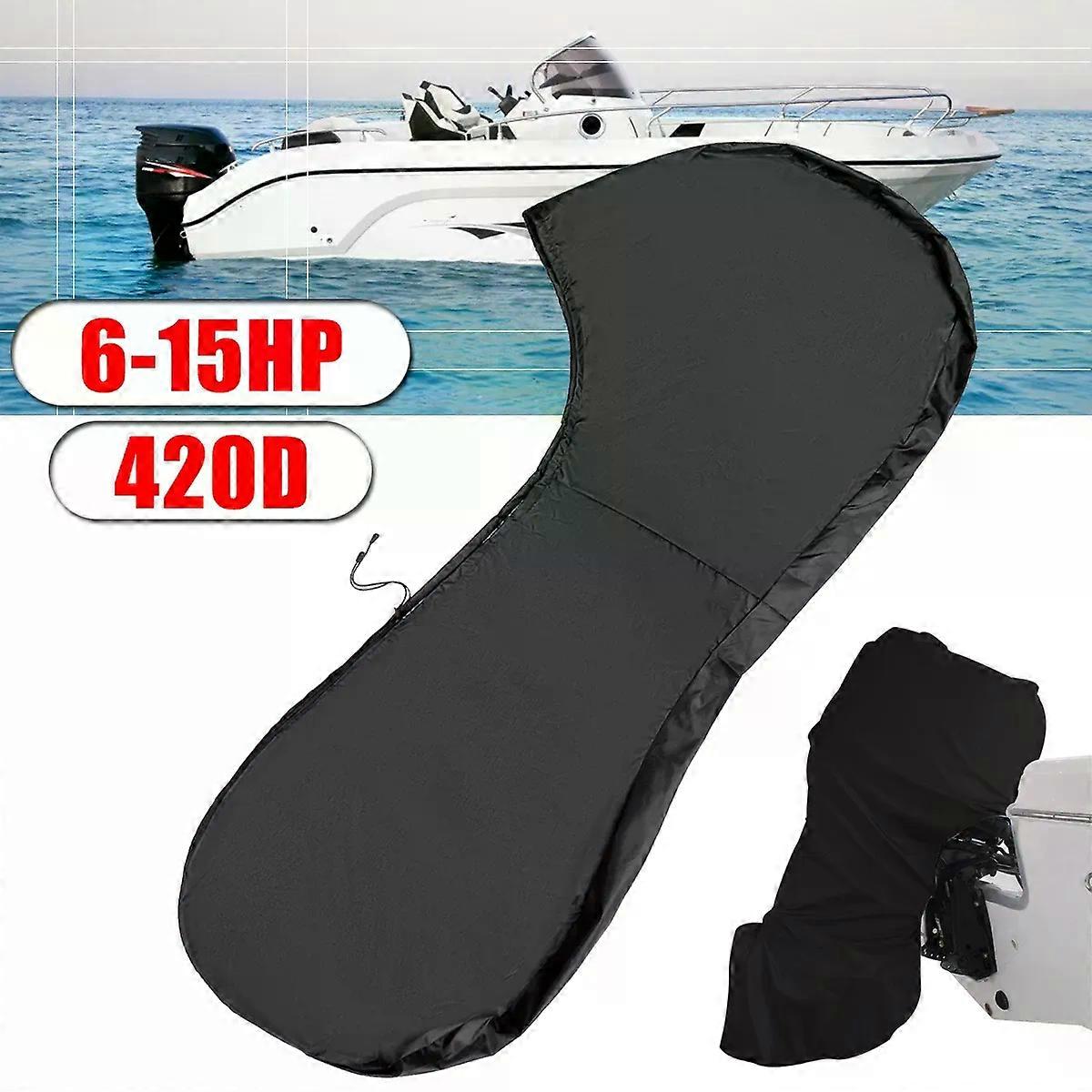 6-15HP 420D μαύρο κάλυμμα εξωλέμβιας μηχανής θαλάσσης, αδιάβροχο αντηλιακό, καμβάς προστασίας από τη σκόνη, για εξωλέμβια μηχανή σκαφών Barco