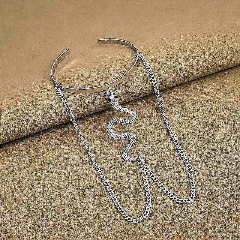 ゴスアジャスタブルスネークスコーピオンチェーンアームカフジュエリー-シルバー