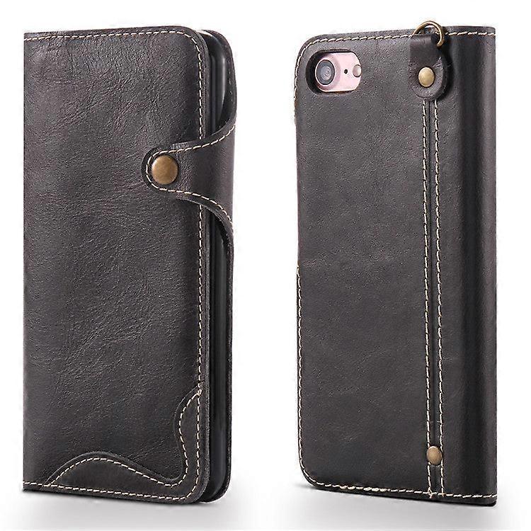 Veske Til Iphone 14 Svart Vokset Lærreim