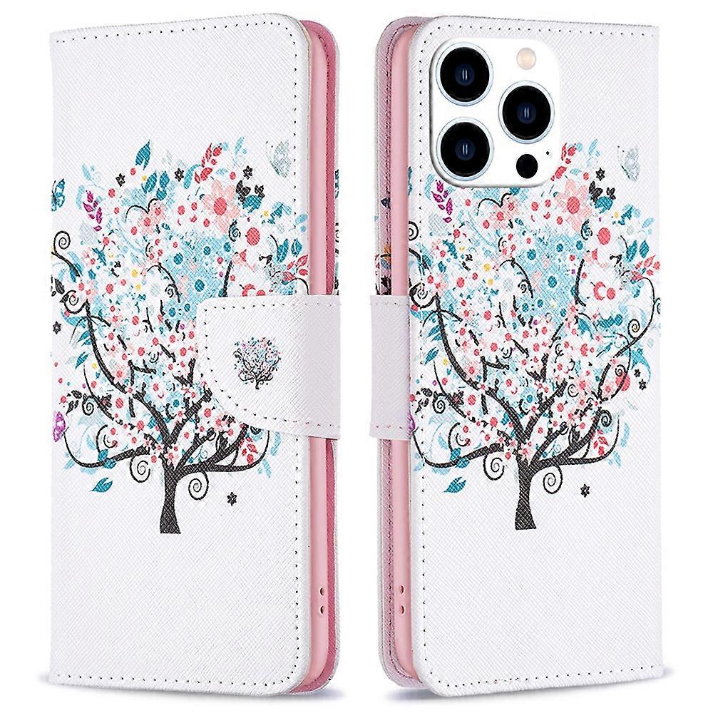 For iPhone 16 Pro Max Case Pattern Print PU Leather Phone Cover with Wallet