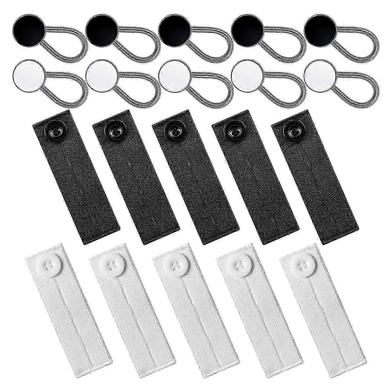 20 Pcs Extender Button Set Including 10 Elastic Waist and Comfy Collar Adjustable Extenders Compatib