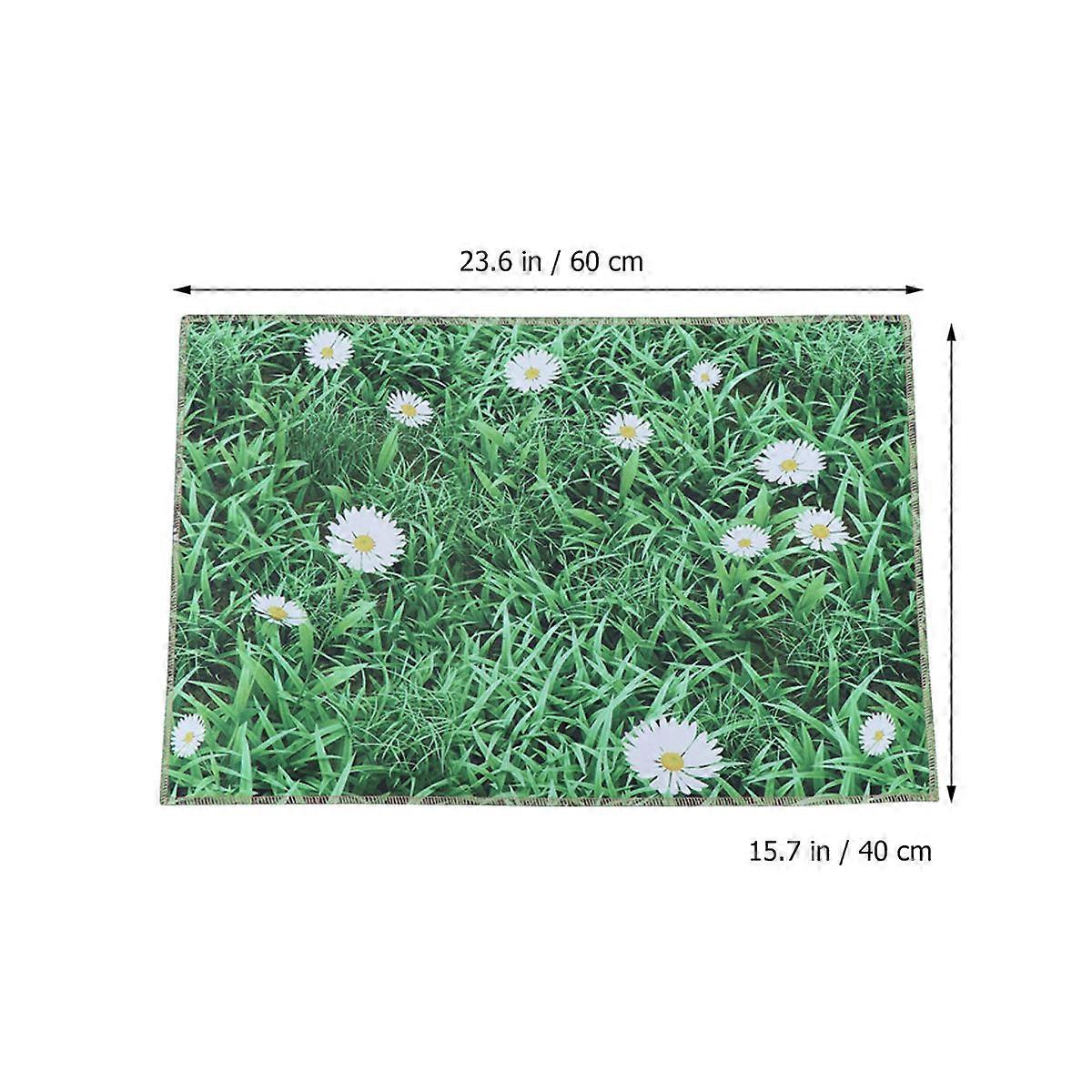 Artificial Grass Pad Rectangle Non-Slip Ground Mat for Home Decoration Light Green 40x60cm Protects Ground from Wet 1Pack