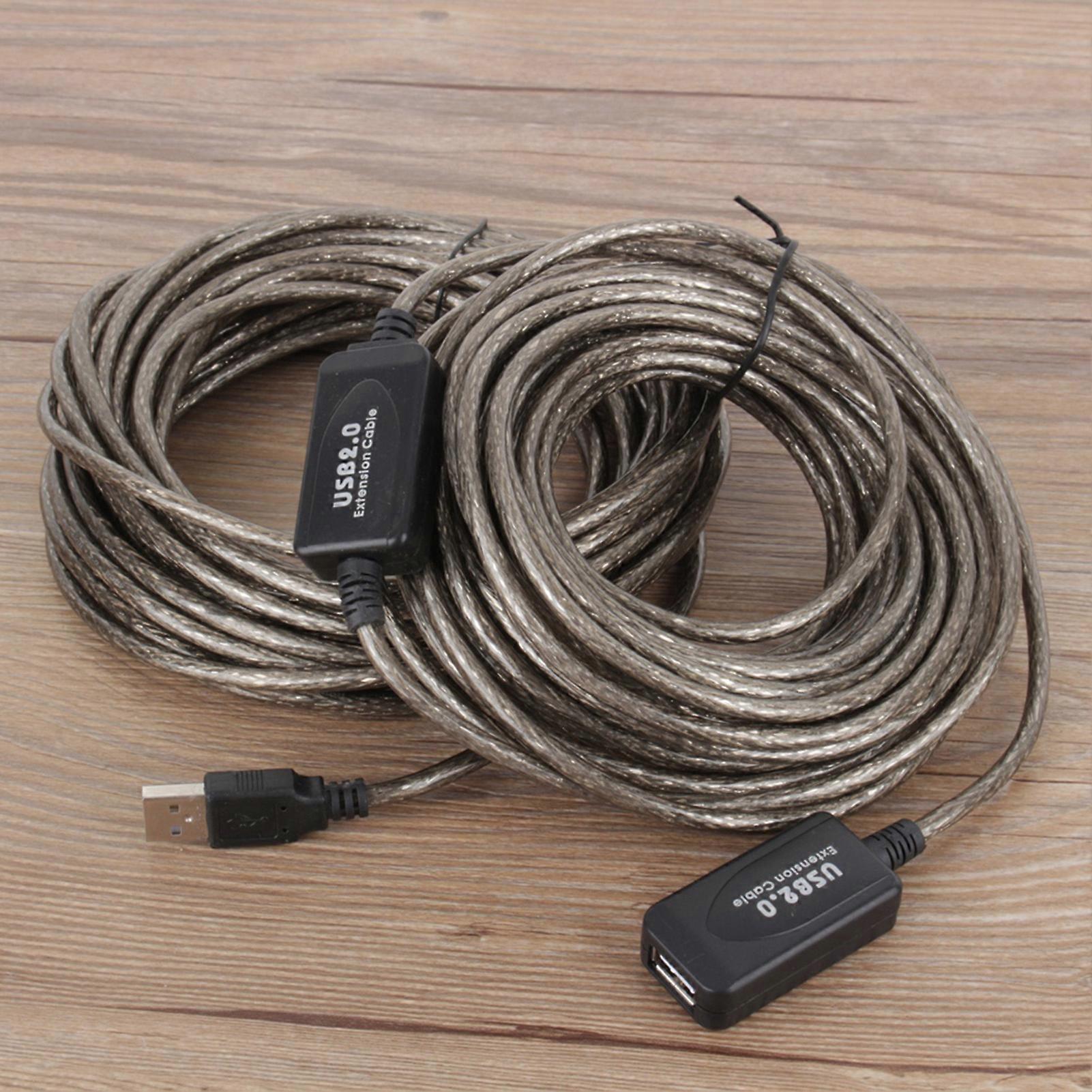 20m USB 2.0 Type A Male to Female Extension Cable, Black