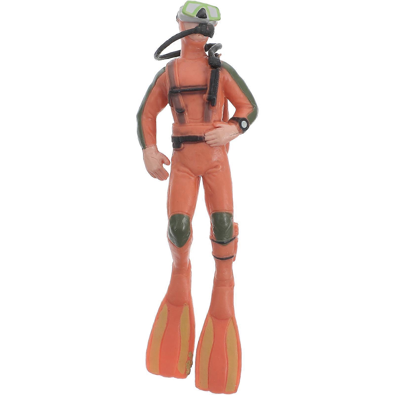 Cute Fish Tank Decorations Floating Divers for Fish Tanks Plastic Scuba Diver Mini Swimmer Figurines for Aquarium Landscape Chocolate 1Set