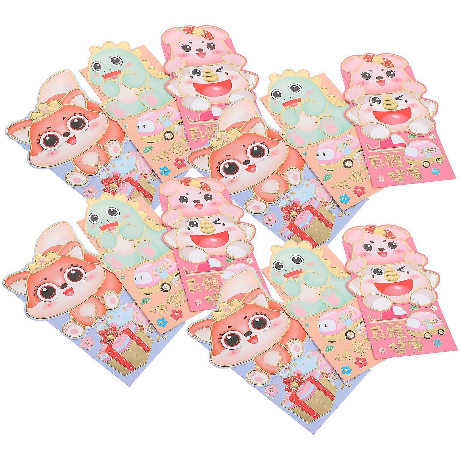 Chinese New Year Red Envelopes Rectangular Elegant Design Ceremonial Events Money Container 36Pcs