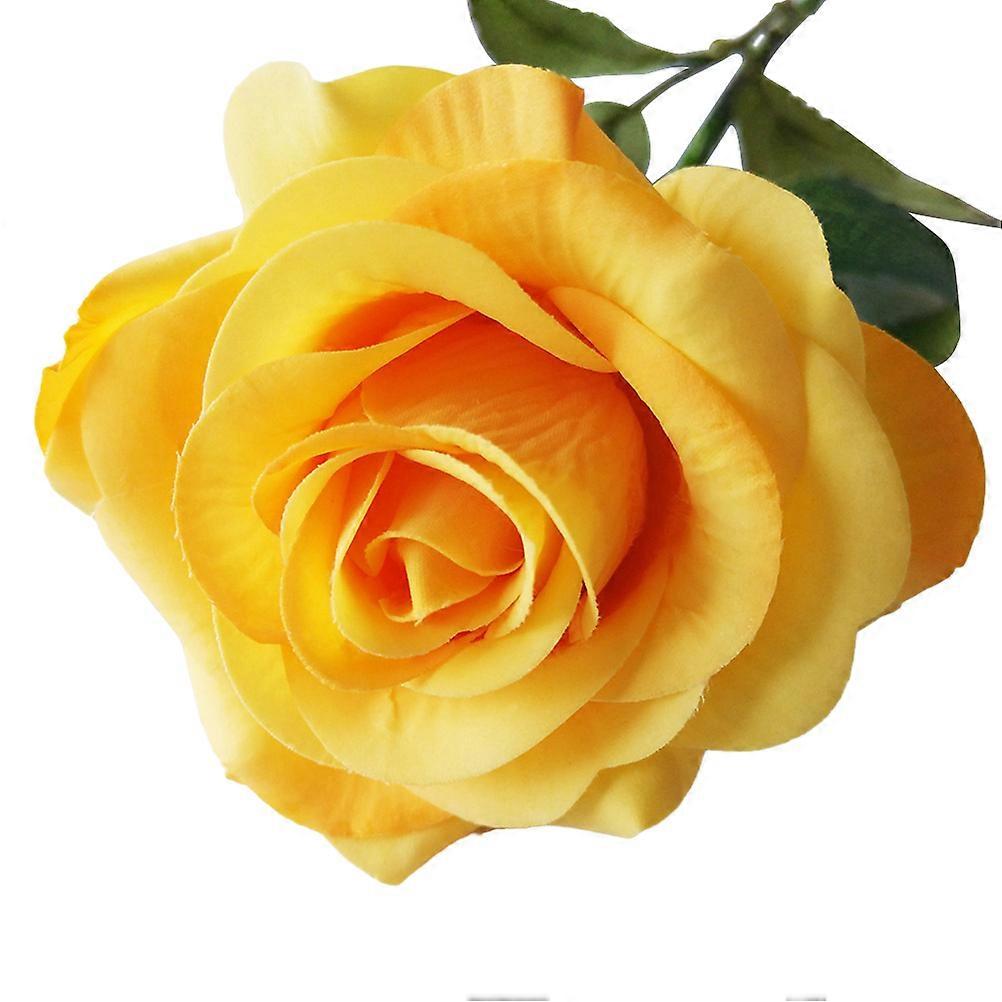 Artificial Roses With Stem Yellow Rose Shape Realistic Appearance Home Decoration 1Pcs