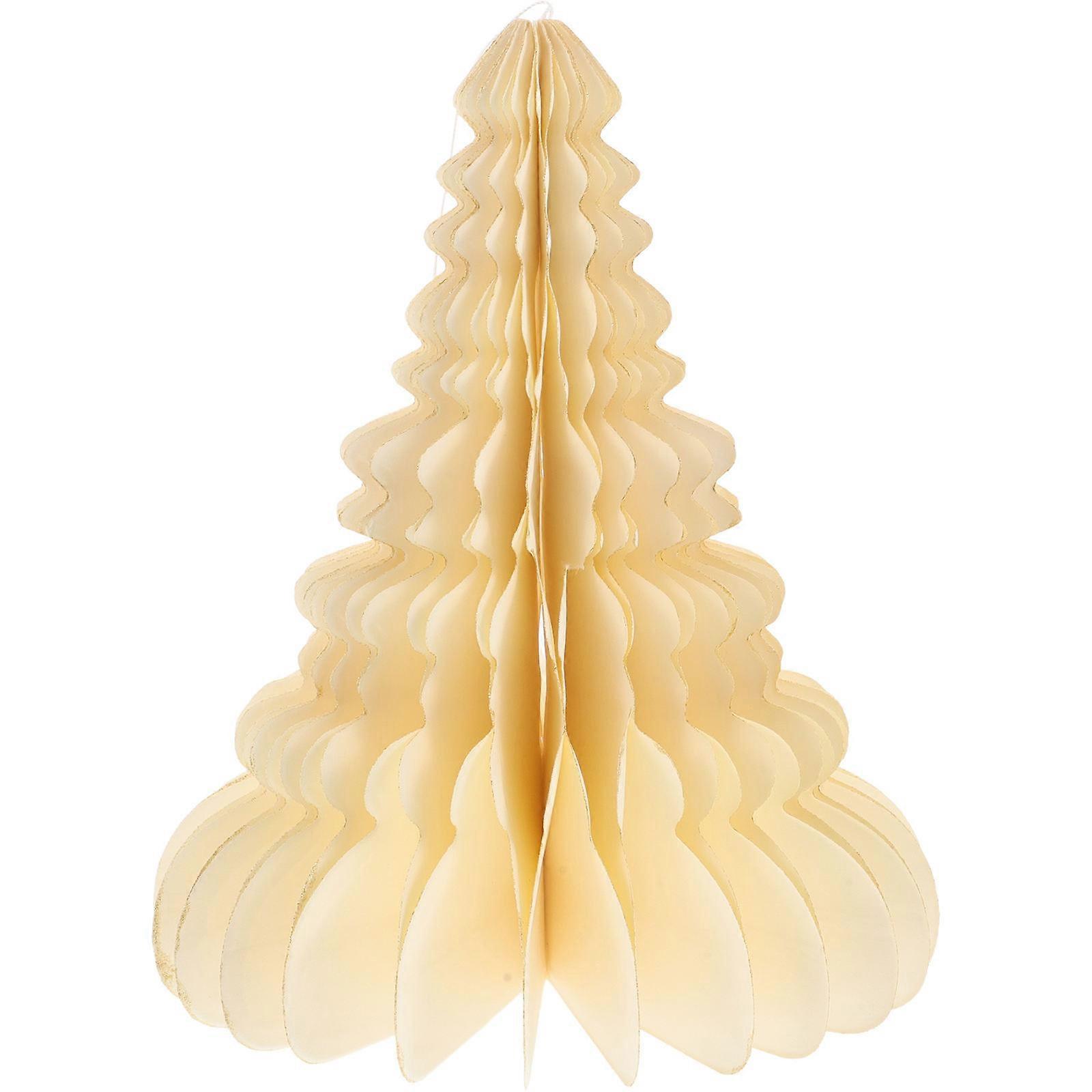 Tabletop Paper Xmas Tree Model Honeycomb Xmas Tree Decorative Beige 21 00X18 00X18 00CM 1Pcs