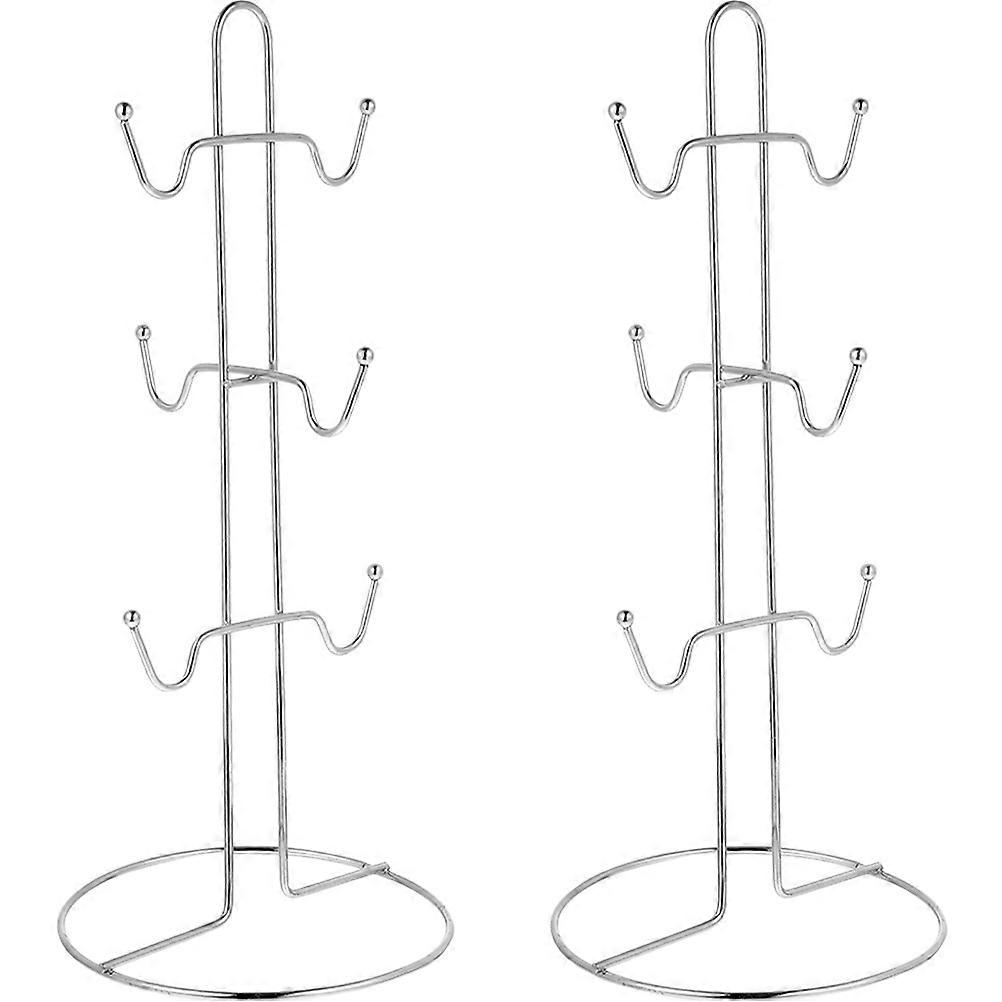 2pcs Kitchen Countertop Organizer Coffee Mug Tree Holder Iron Cup Rack for Tea Cups Home Office Accessory