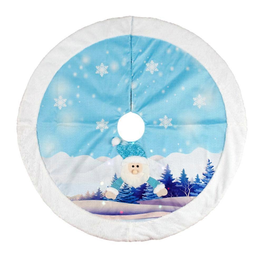 Tree Skirt Mat Christmas Tree Bottom Skirt Xmas Theme Decorative Festive -Blue 1Pcs