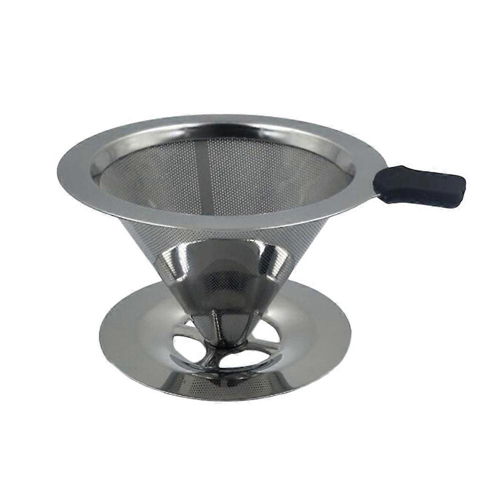 Drip Coffee Maker Stainless Steel Cone Dripper Stand Silver 103x90x65mm Reusable Mesh Filter 1Set