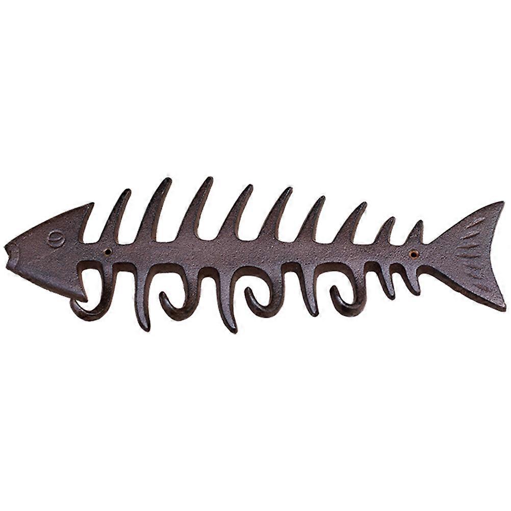 Rustic Wall Hooks Iron Decorative Hook Organizer Fishbone Shape Coffee Small Wall Mountable 1Pack