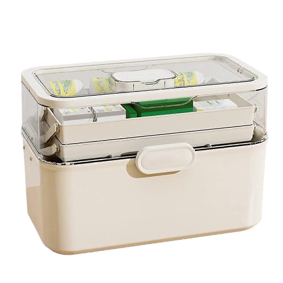 3-Tier Medicine Storage Box, Portable & Dustproof,Multi-Layer Storage,Family Size Organizer for Hom
