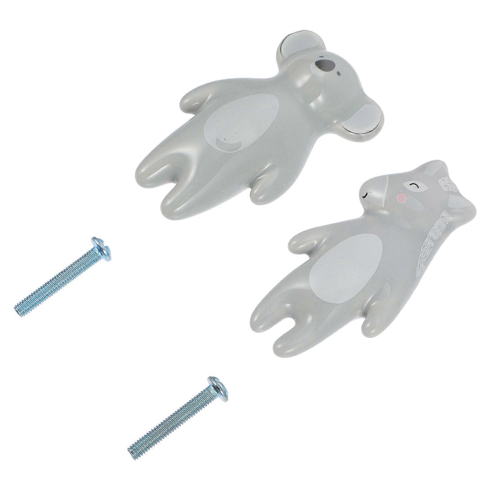 Ceramic Pull Knobs Cartoon Animal Shaped Door Handles Home Decoration 2Pcs