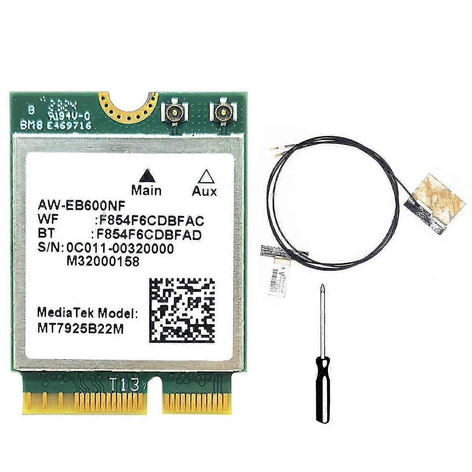 MT7925 WIFI 7 κάρτα + εσωτερικές κεραίες 5400Mbps M.2 τριπλή ζώνη 2.4G/5G/6G BT5.3 WiFi προσαρμογέα καρτών για