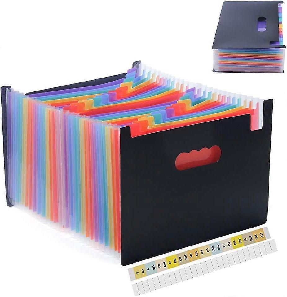 Sorter 24 Compartments A4 Accordion Bellows Sorter File Archive Box File Rack Extension Folder (Multicolor)