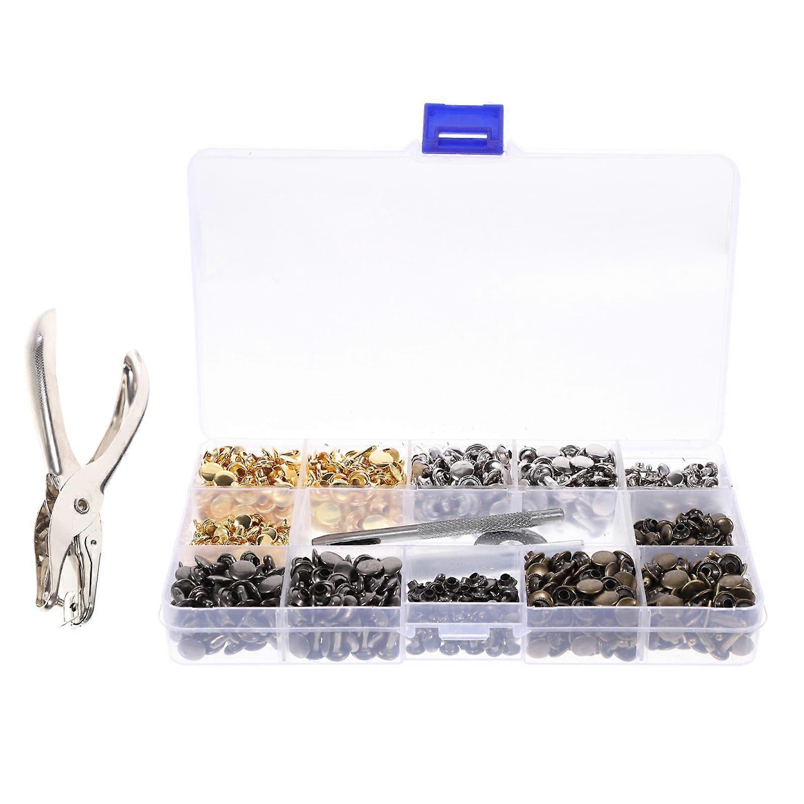Craft Metal Rivet Clothing Rivets Kit For Beginners Diy Projects Round Gold Iron 480 Sets