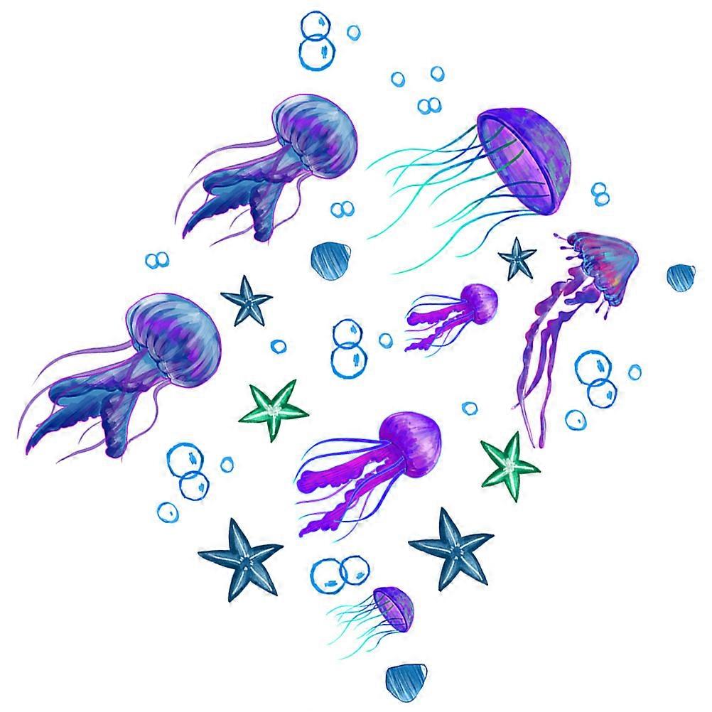 الشارات الجدارية القابلة للإزالة قنديل البحر جدار ملصق غرفة المعيشة الرطوبة والدليل 1 مجموعة