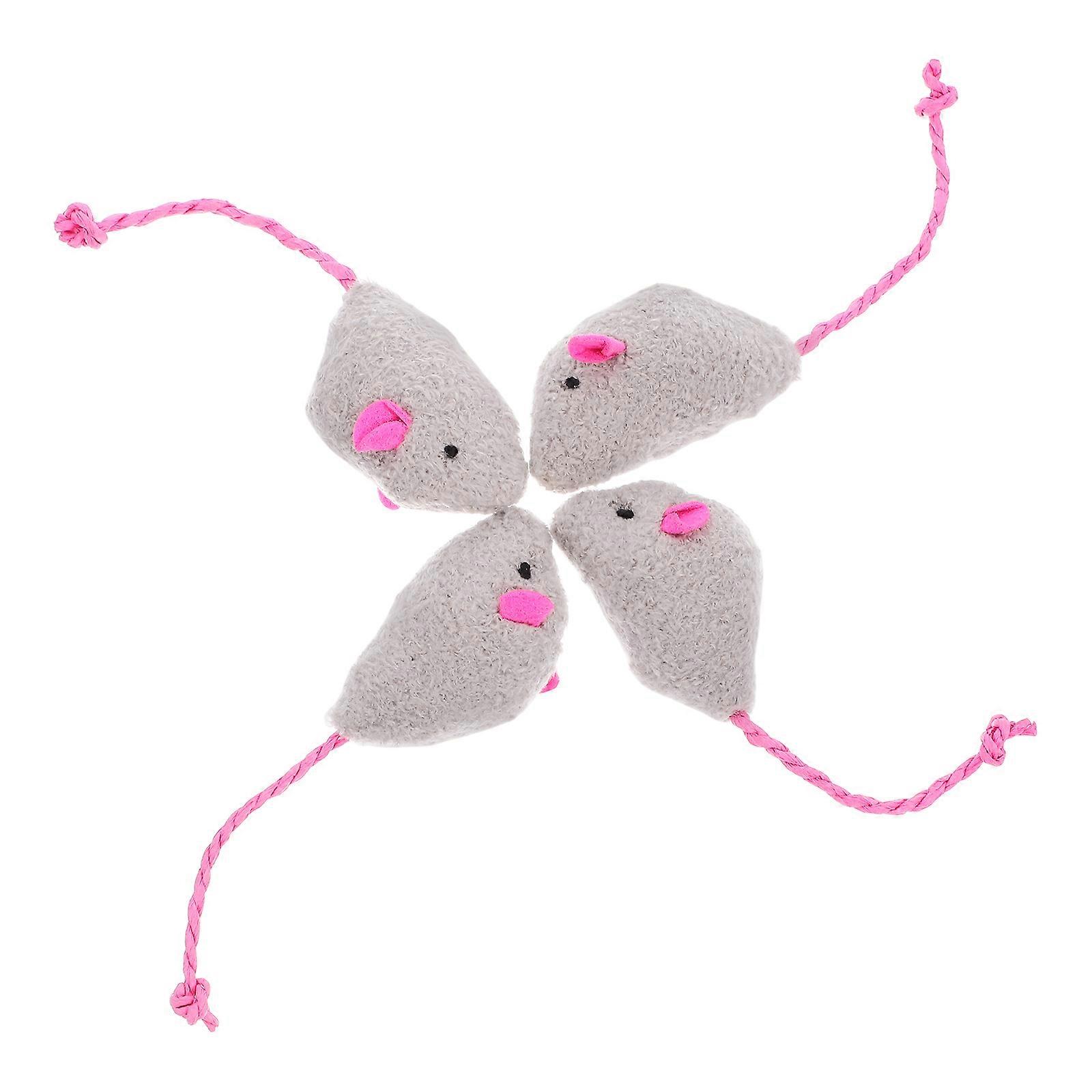 Cat Catching Mouse Toy Interactive Hunting Instinct Stimulation Plush Mouse Shape 12x2.9x2.5cm 4Pcs