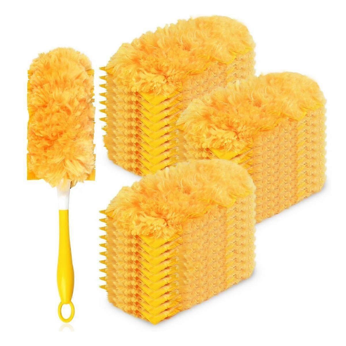 Paquet de 30 recharges 360 Duster pour outils de nettoyage, recharges jetables Duster avec 1 poignée en jaune orangé