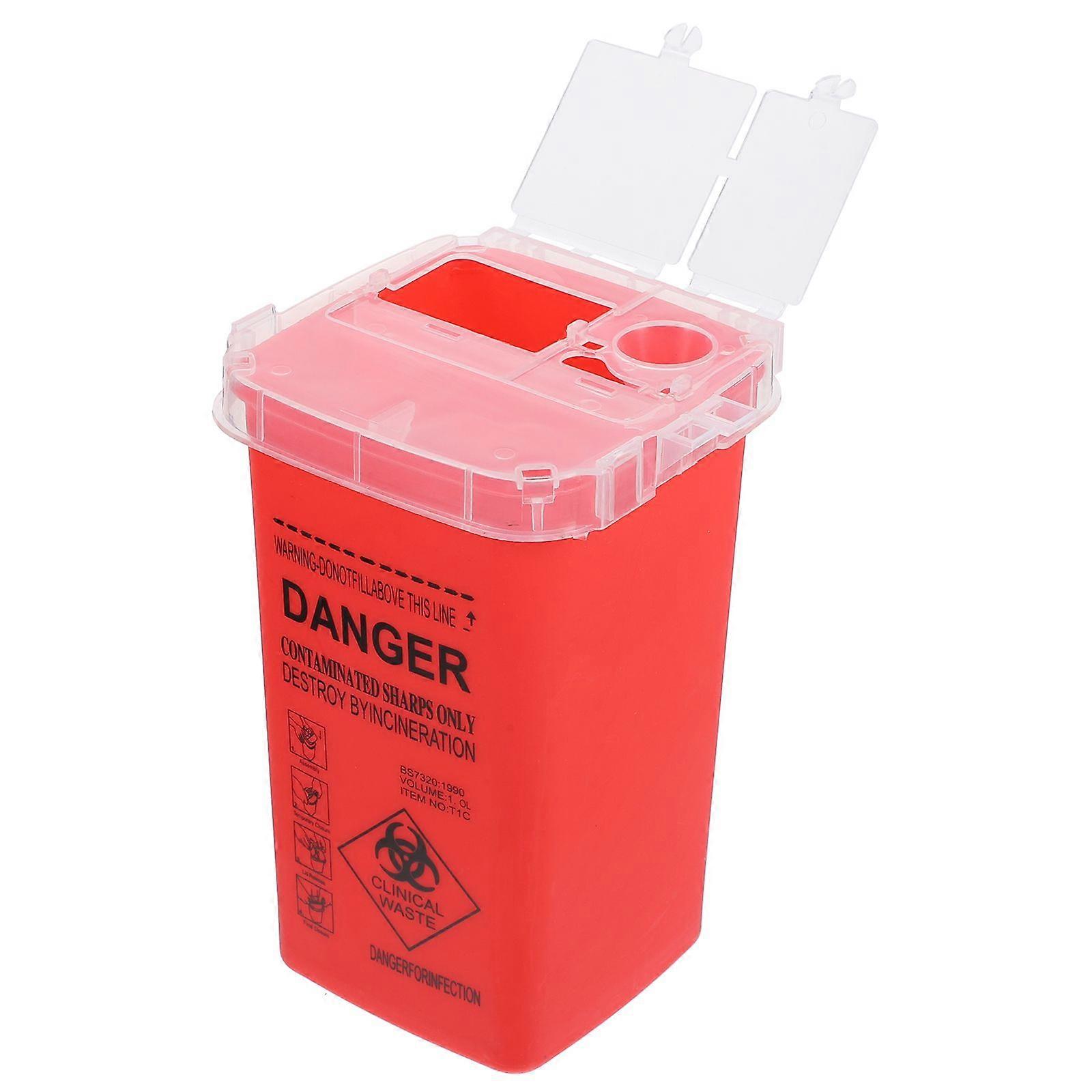 1pc Disposal Needle Tip Box Gathering Barrel Sharps Garbage Bucket Container Supplies (Red)