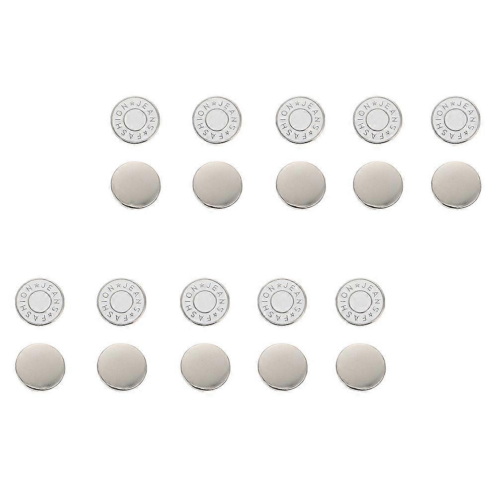 Jeans Button Replacement Adjustable Instant Buttons Silver 1.3X1.5X1.5CM Waist Adjustment 20Pcs