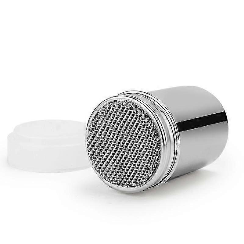 Powder Shaker Stainless Steel Chocolate Powder Shaker Spice Jar Multipurpose Food Cans With Fine Mesh And Lid For Cocoa Cinnamon Powder(2pcs, Silver)