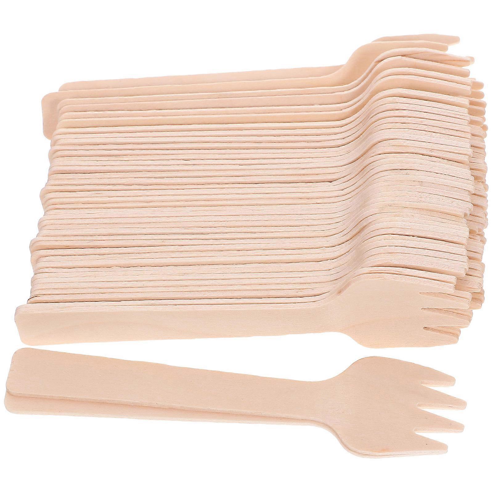 100pcs Wooden Forks for Fruit, Desserts, Appetizers, Cake & Salad – Ergonomic Kitchen Utensils for Home & Party Use