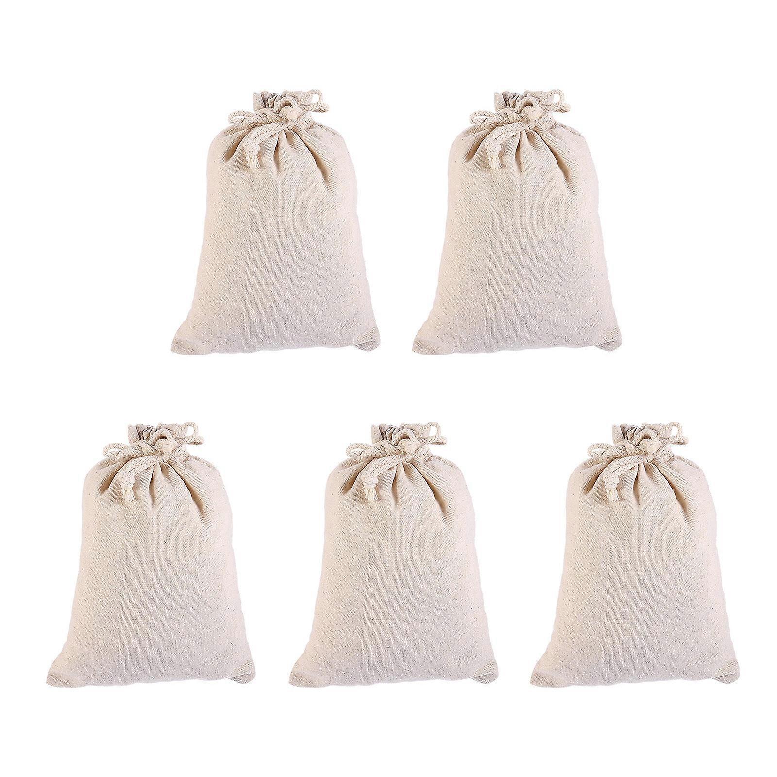 Linen Drawstring Bags Rectangular Simple Design Travel Gifting 30X21CM 5Pcs