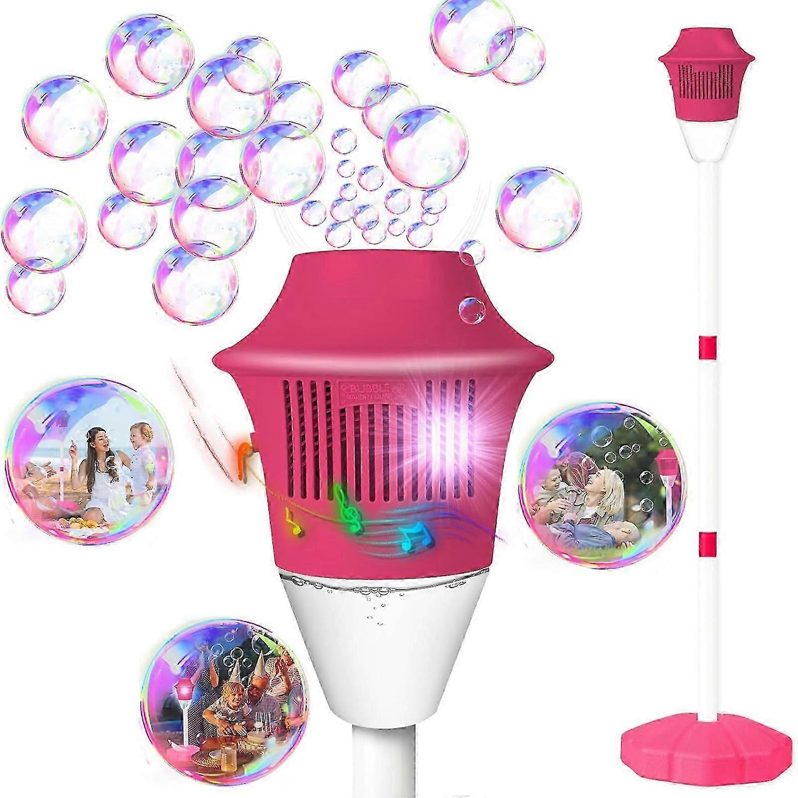 Bubble Machine with Lights for Outdoor, Balloon Column Stand Kit for Floor with Bubble Maker for Patio, Garden, Playground