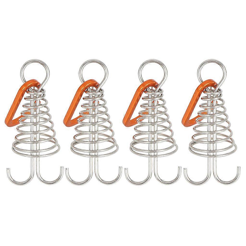 4pcs gold stainless steel deck anchors, adjustable spring nails, for tent stakes/hooks, camping