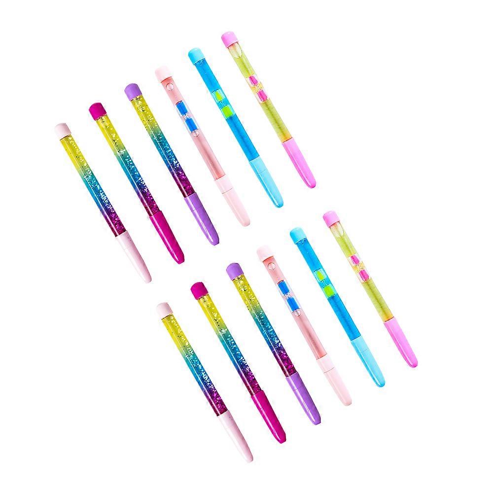 Cute Cartoon Pens Quicksand Writing Pen School Office Family Use Assorted Color 18x1cm Writing Performance Prop 12Pack