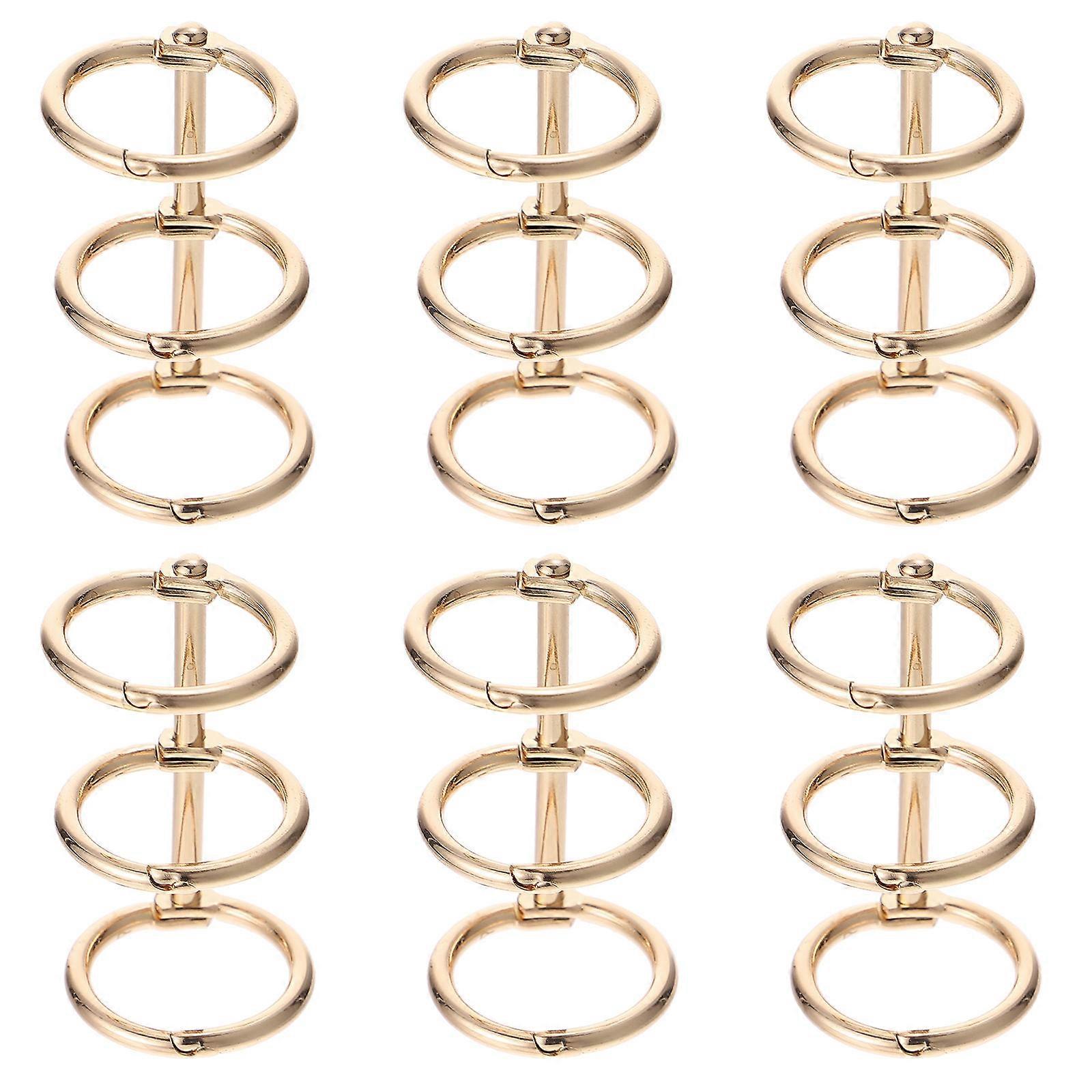 6pcs Golden Alloy Binder Rings for DIY Notebooks – Lightweight, Practical Loose Leaf Clip Rings for Easy Page Organization and Turning