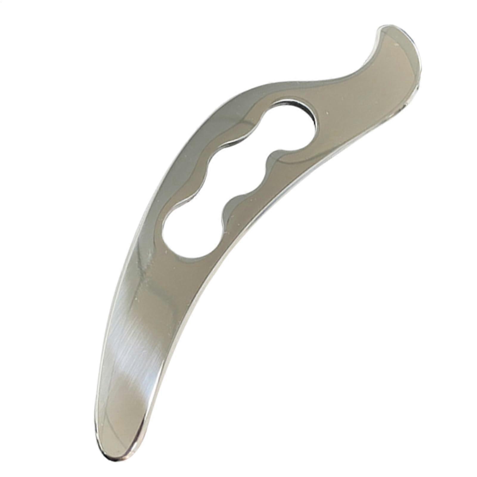 Scraping Massage Tool, 304 Stainless Steel Body Massager for Face and Muscle Scraping, Silver Back Plate for Relaxation