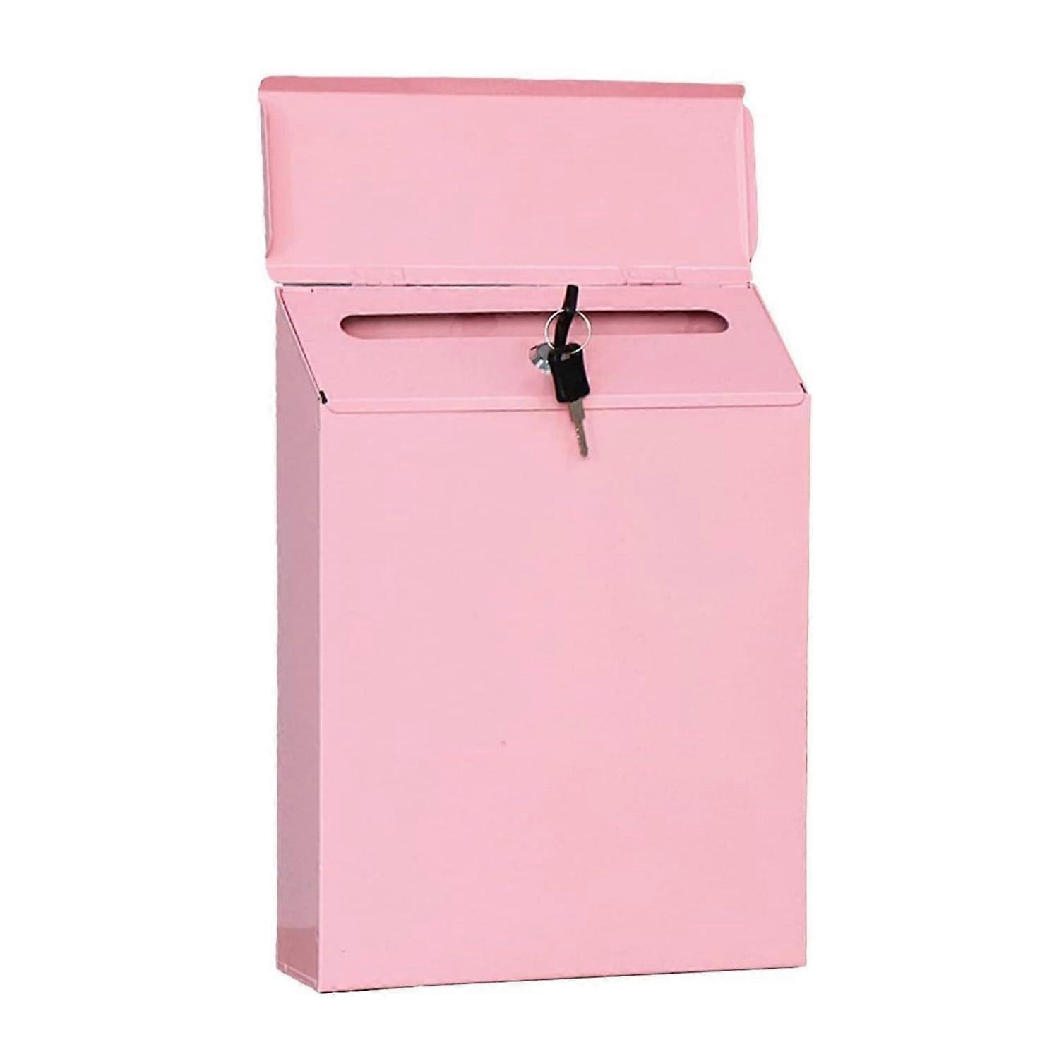 Lockable Metal Mailbox for Outdoor Use, Outdoor Security Letter Box With Lock and Key Drop, Weatherproof