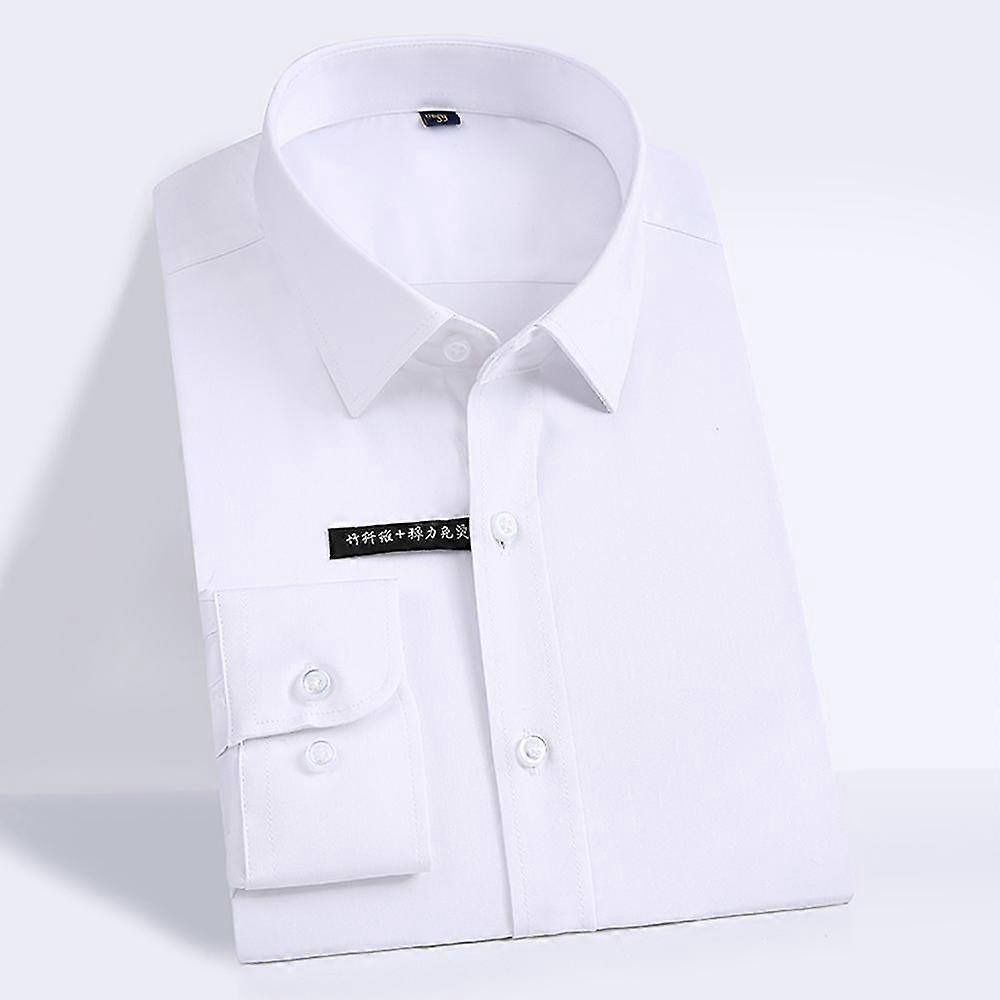 Men's Business Dress Shirts Silk Touch Bamboo Fiber Blend Long Sleeve Solid Color Work Shirt with Lapel Collar Regular Fit for All Seasons