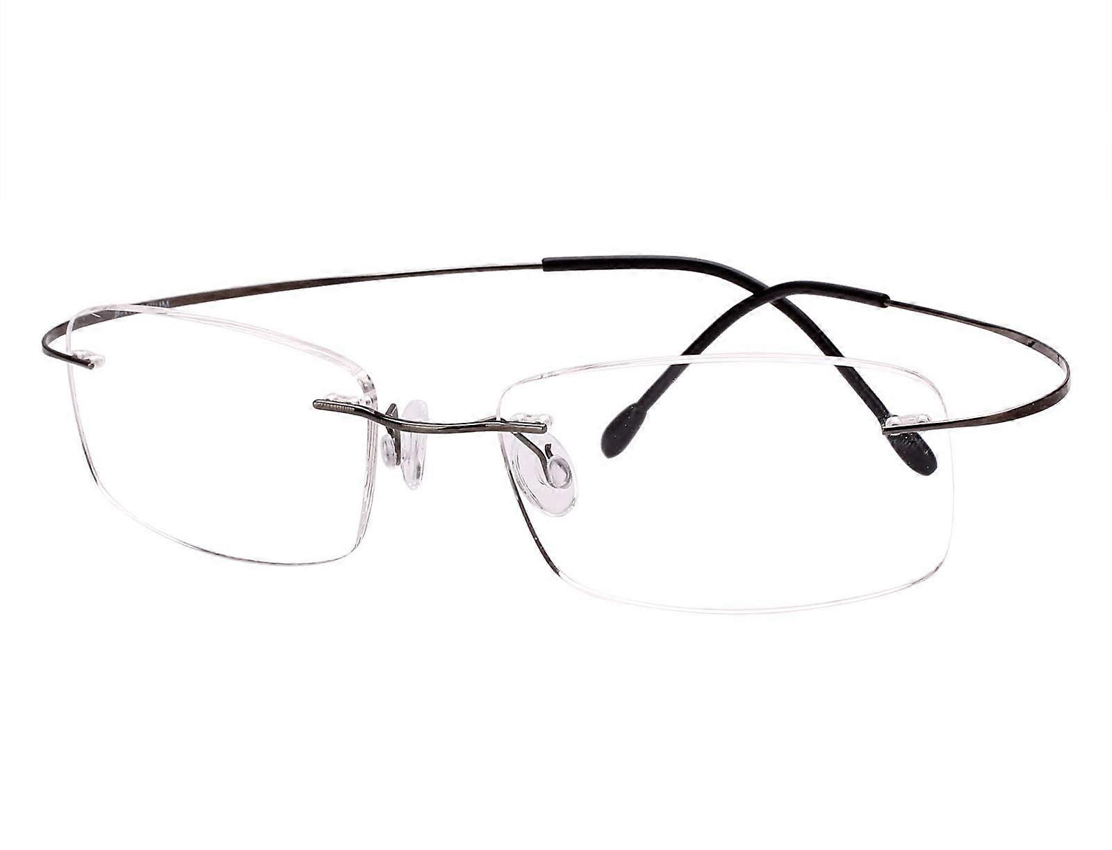 Pure Titanium Rimless Frame Glasses for Men and Women, Grey Optical Hinge Design, Size Medium