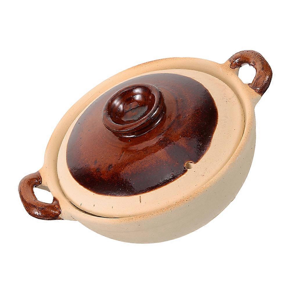 Soup Pot With Lid For Household And Food Preparation Oval Shape Ceramic Material 1Pack