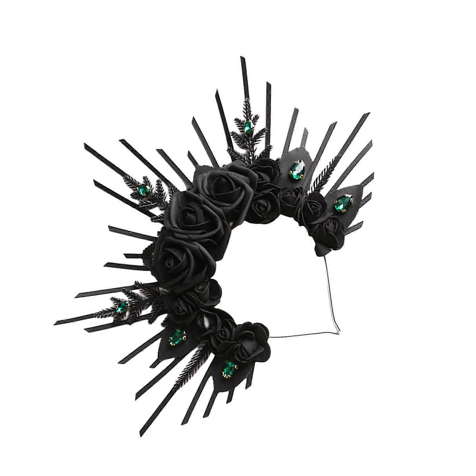 Mode Gothic Rose Headband Stylish Floral Embellished Accessory for Unique Fashion Statements in Elegant Design