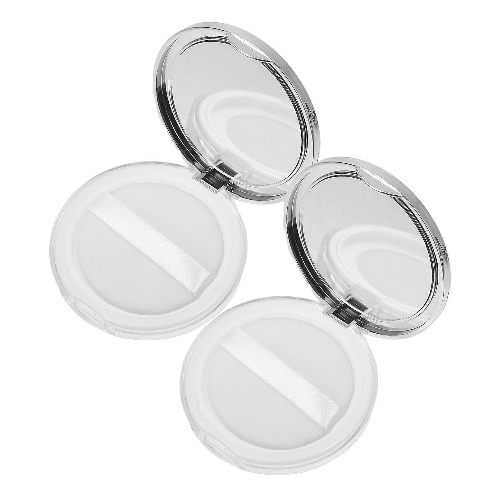 Compact Case Portable Loose Powder Containers Silver 7.6X1.6X1.6CM Powder Storage Stylish Appearance 2Set