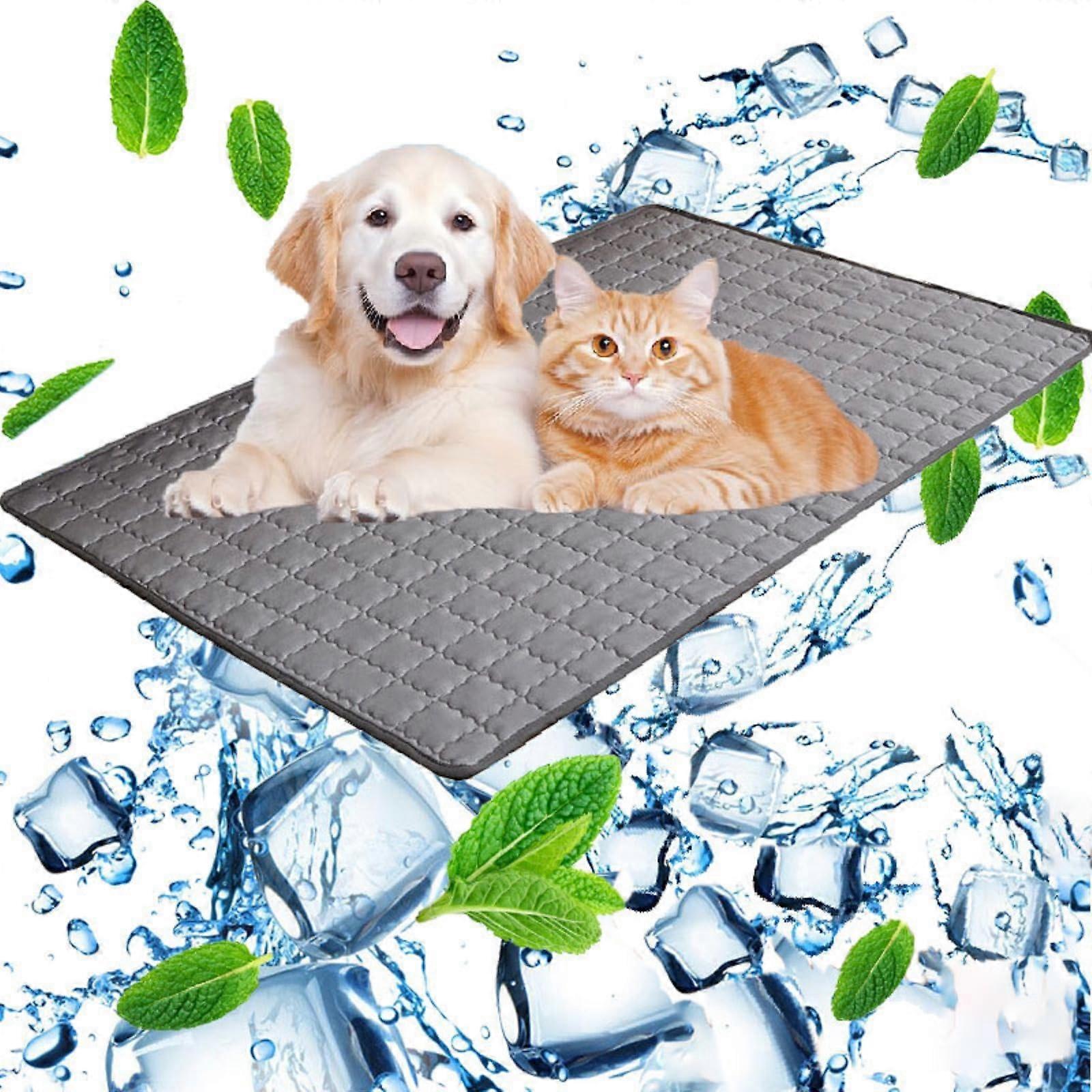 Dog Cooling Mat Generic 2025 Self-Cooling Ice Silk Durable XL Dark Gray