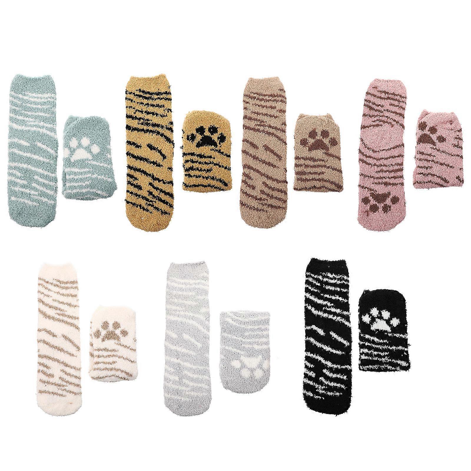 Warm Socks Leopard Print Mid-Calf Socks For Women Winter Use 7Pairs