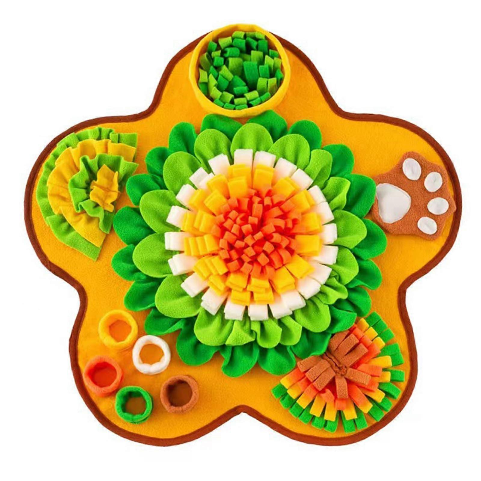 Flowershaped dog snuffle pad sniff puzzle mat for slow feeding training, improves cognitive abilities and feeding training.