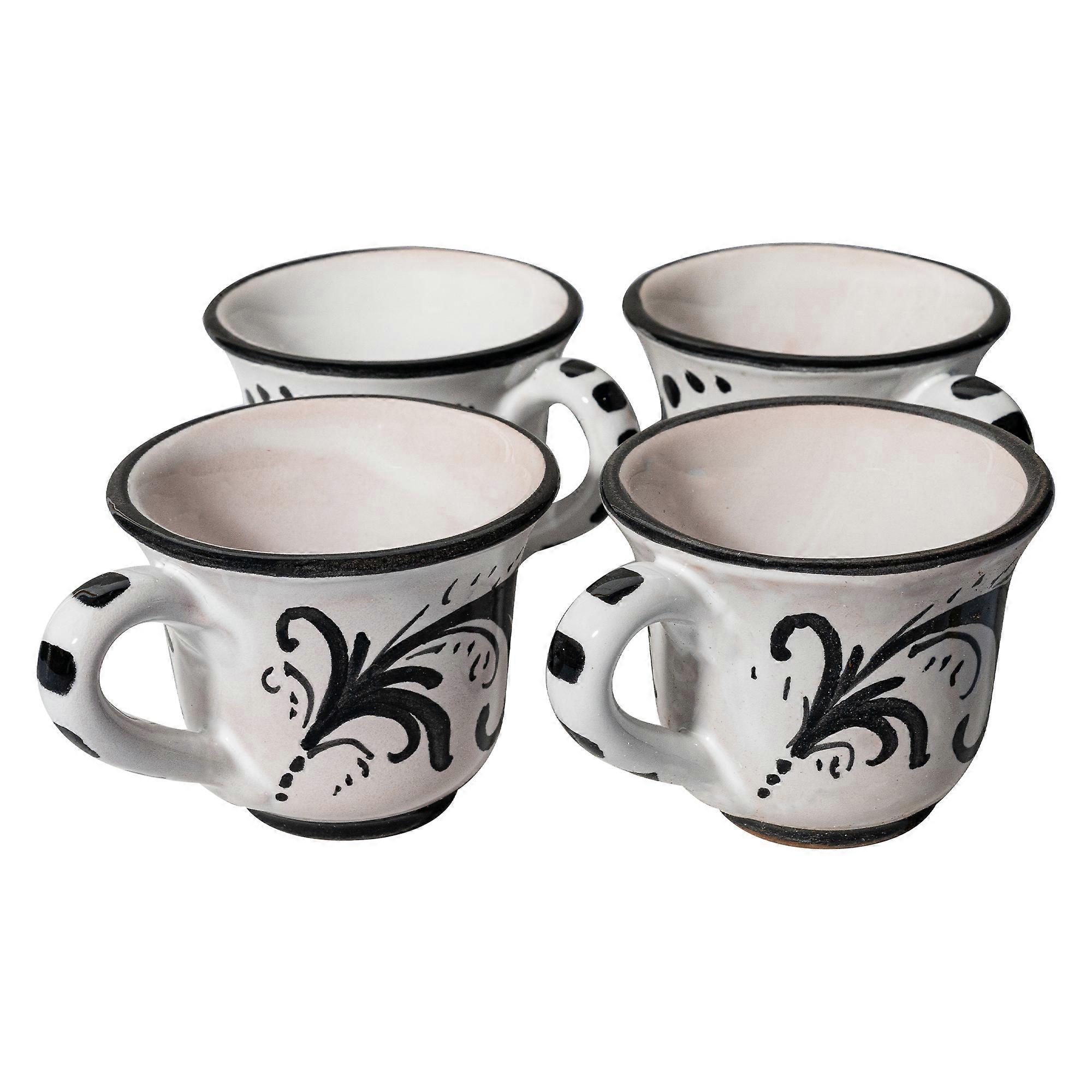 Sicilian Ceramic Cups - classic black style - 4 pieces